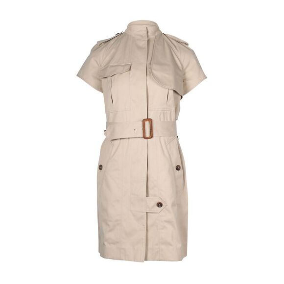 Celine Short Sleeved Trench Coat Dress in Beige Cotton
